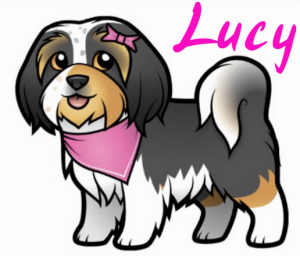 Lucy als Comichund zum direkten Kontakt zu den LuBa 4Paws - öffnet eine Email